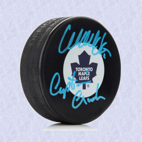 Wendel Clark Signed Toronto Maple Leafs Captain Crunch Puck